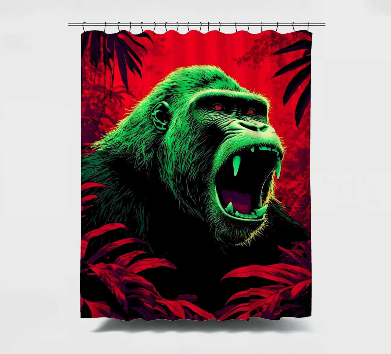 Gorilla im Dschungel - Pop Art Duschvorhang von ColorCrash Gallery