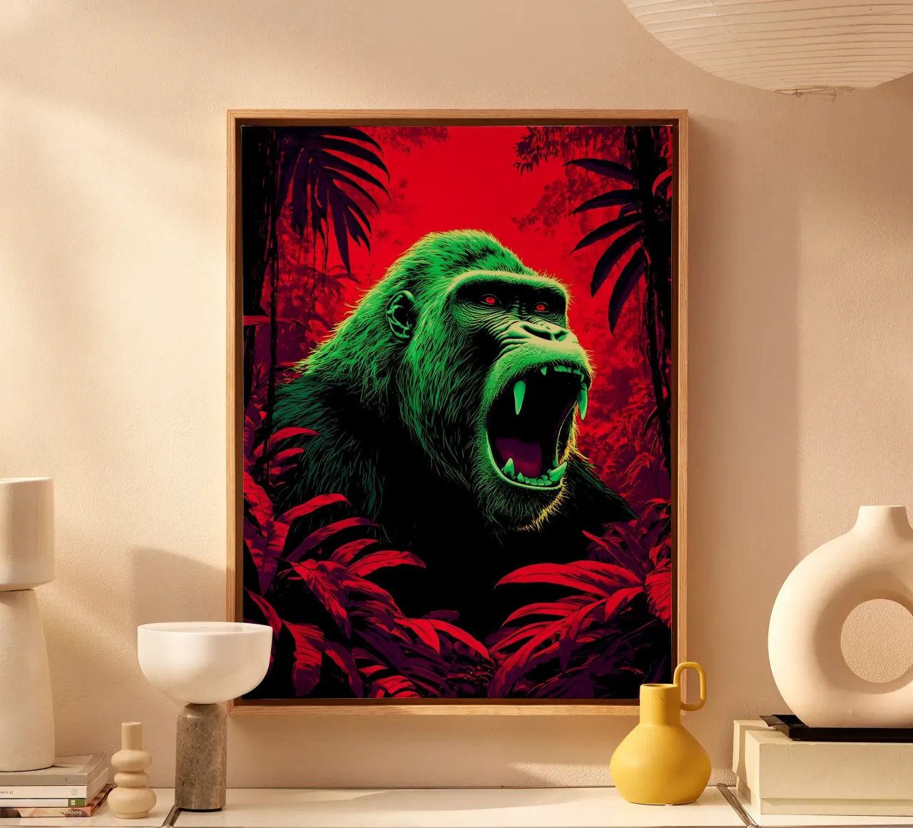 Gorilla in de jungle - Pop-art canvas met Baklijst van ColorCrash Gallery