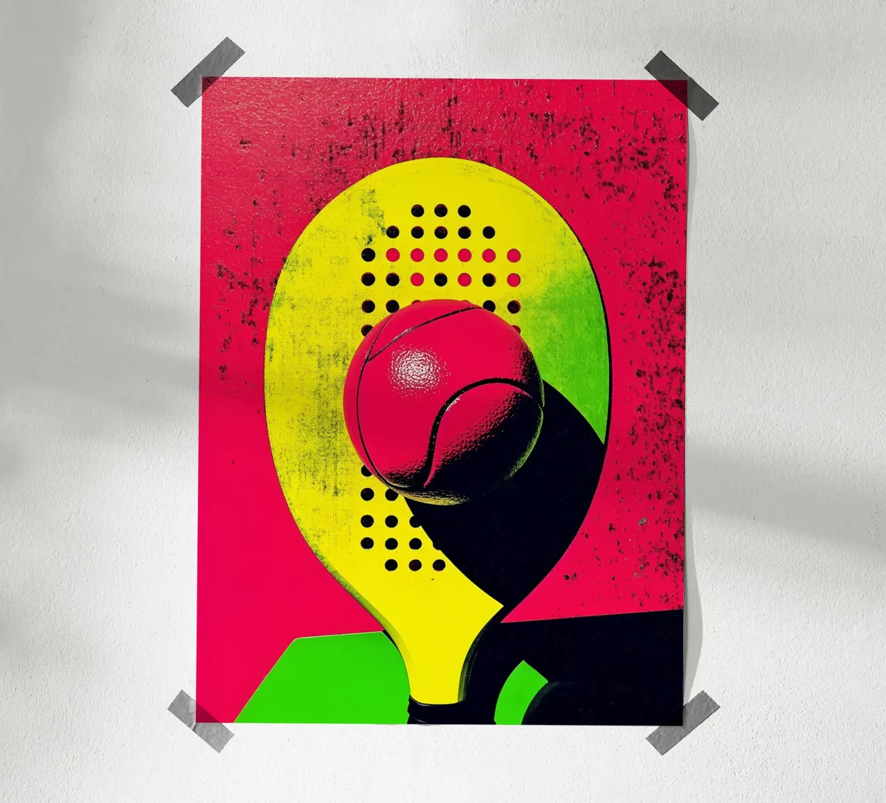 Tennis Racket en Bal - Pop Art hahnemühle van ColorCrash Gallery