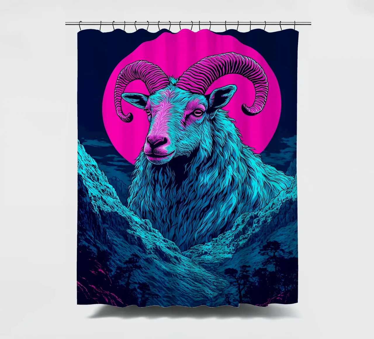 Ram In Mountain - Pop Art shower curtain by ColorCrash Gallery
