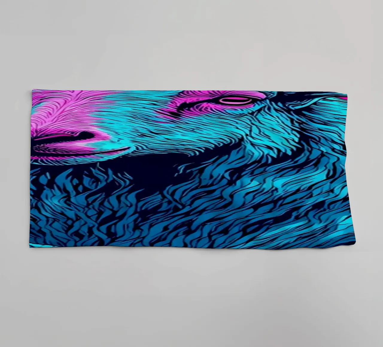 Ram in berg - Pop-art badhanddoek van ColorCrash Gallery