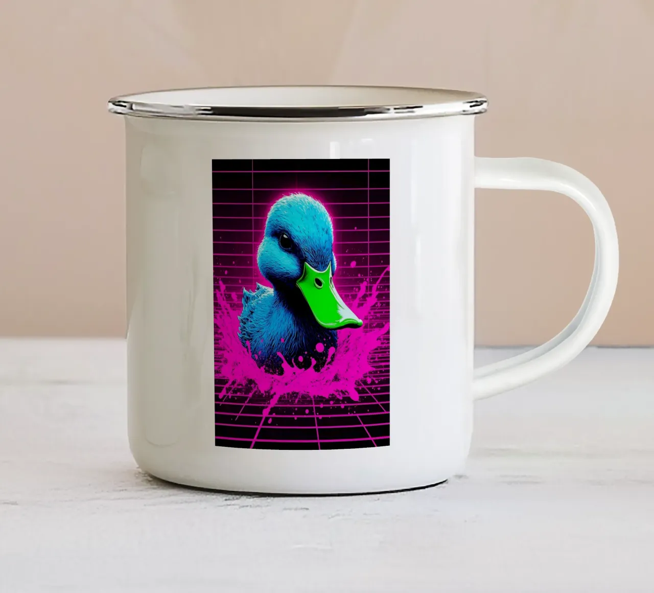 Anatra in azione - Pop Art tazza in smalto da ColorCrash Gallery