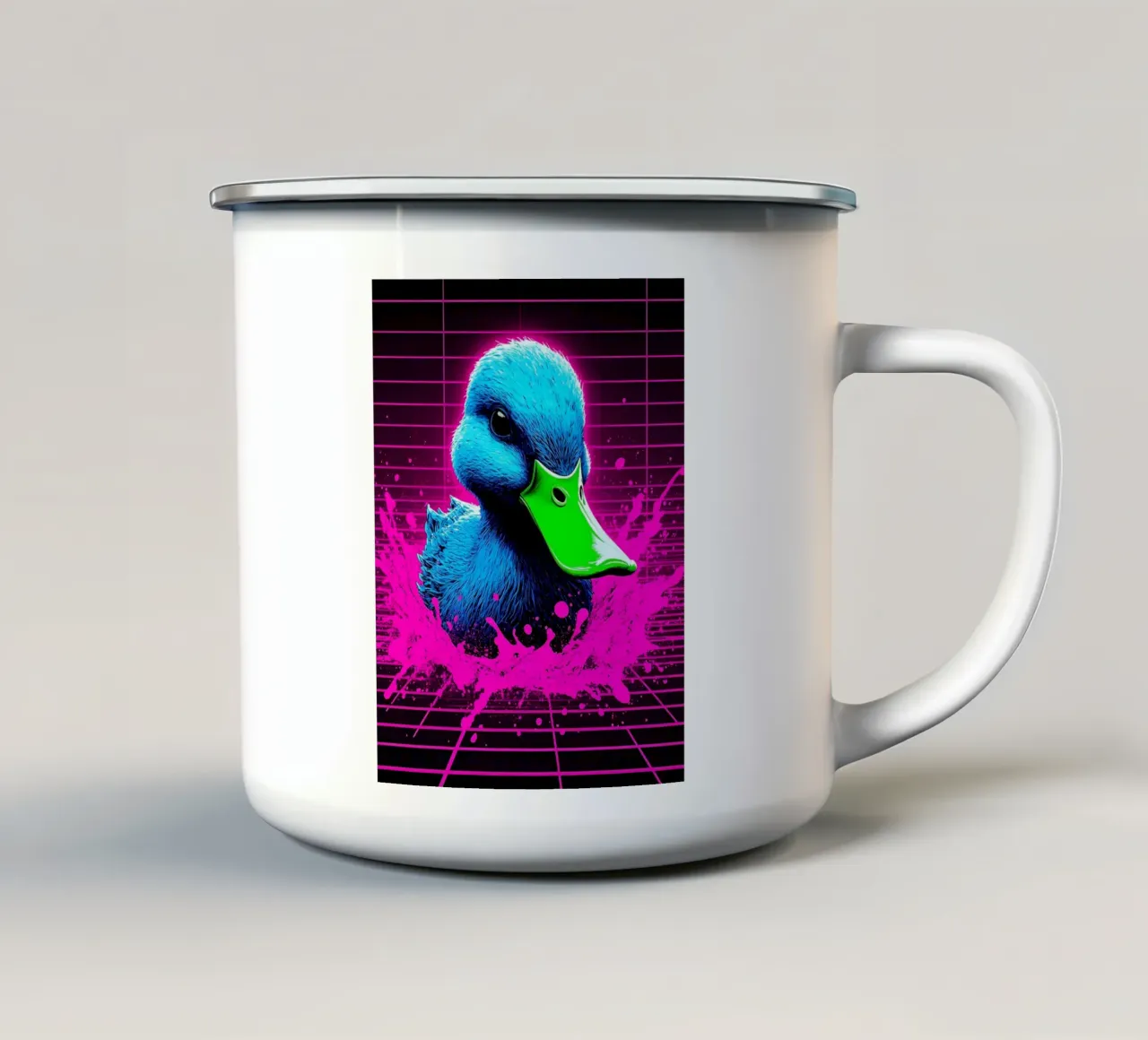 Anatra in azione - Pop Art tazza in smalto da ColorCrash Gallery