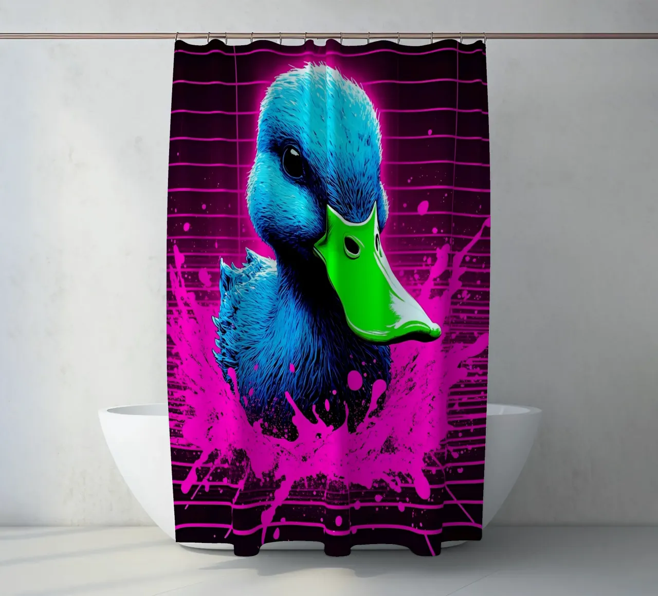 Anatra in azione - Pop Art tenda da doccia da ColorCrash Gallery