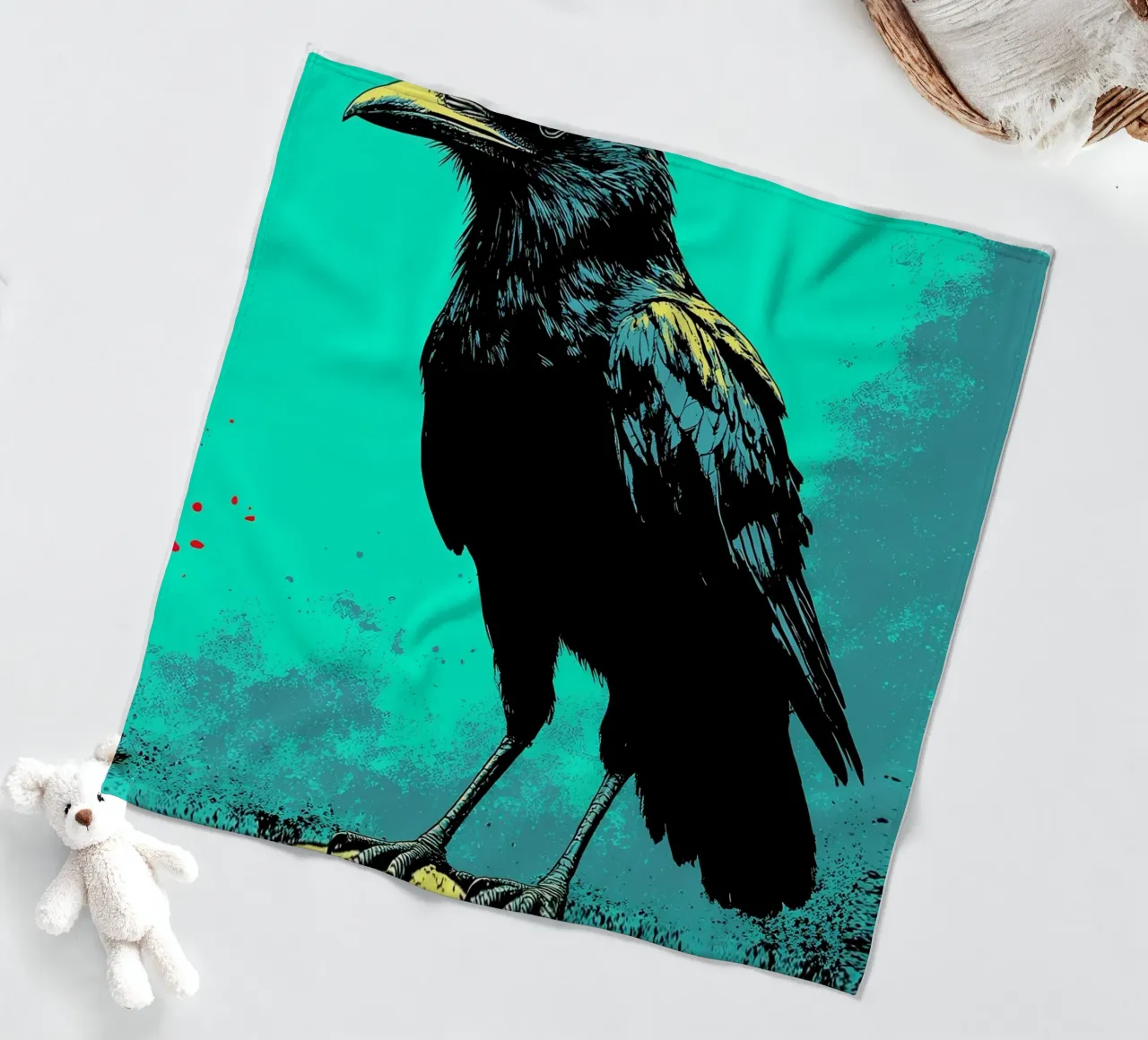 Raven - Pop Art coperta in pile da ColorCrash Gallery