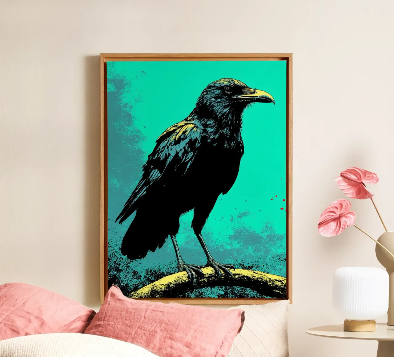 Raven - Pop Art tela con Cornice a cassetta da ColorCrash Gallery