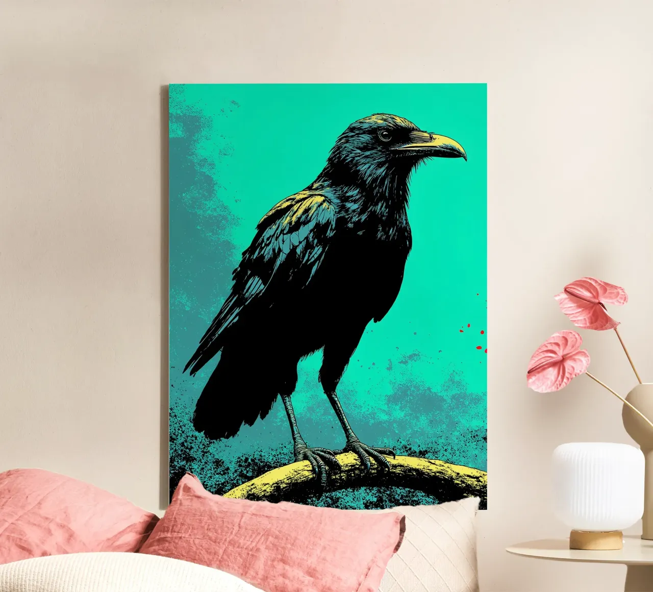 Raven - Pop Art tela con Cornice a cassetta da ColorCrash Gallery