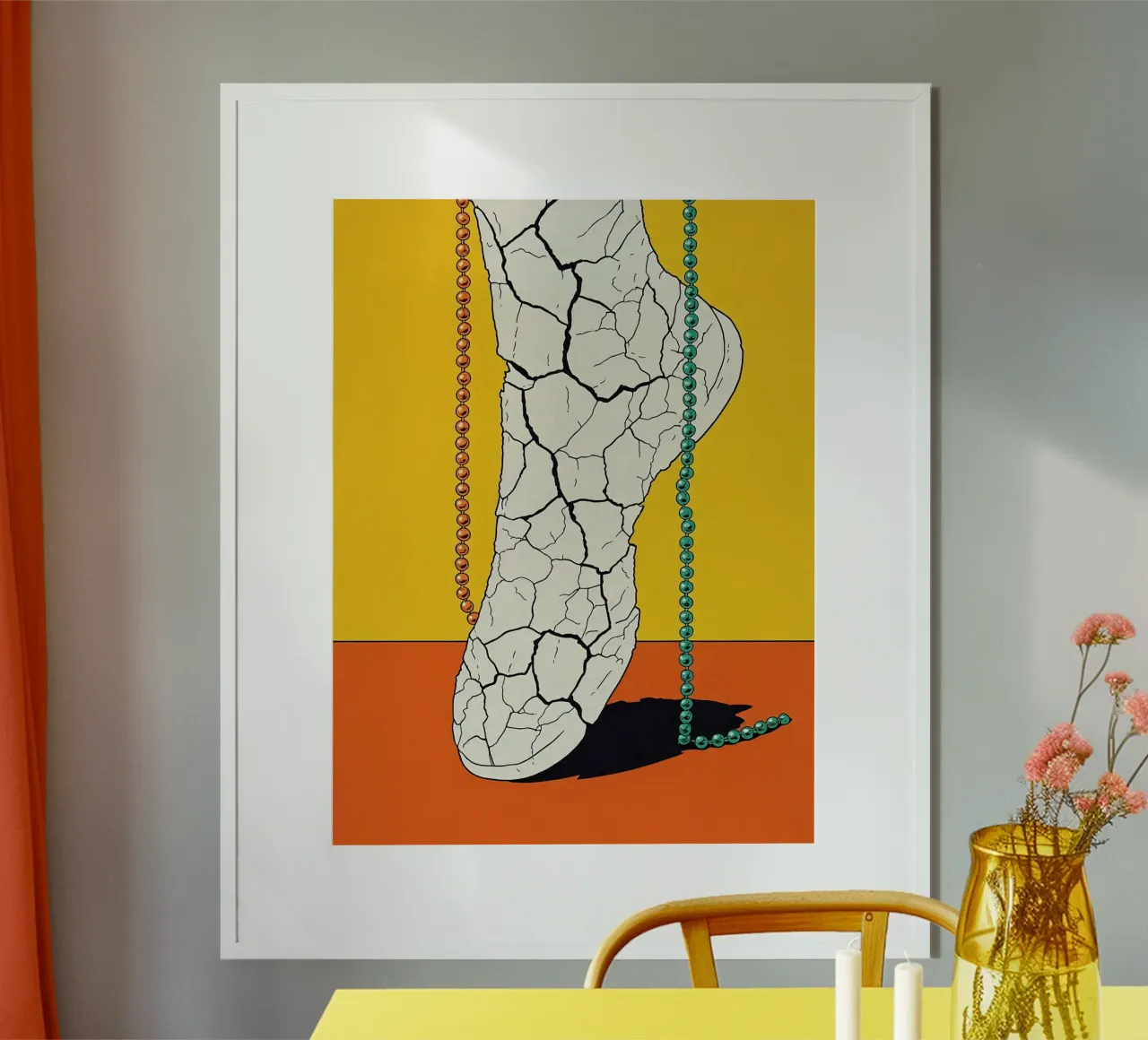 Piede screpolato - Pop Art poster con telaio in legno da ColorCrash Gallery