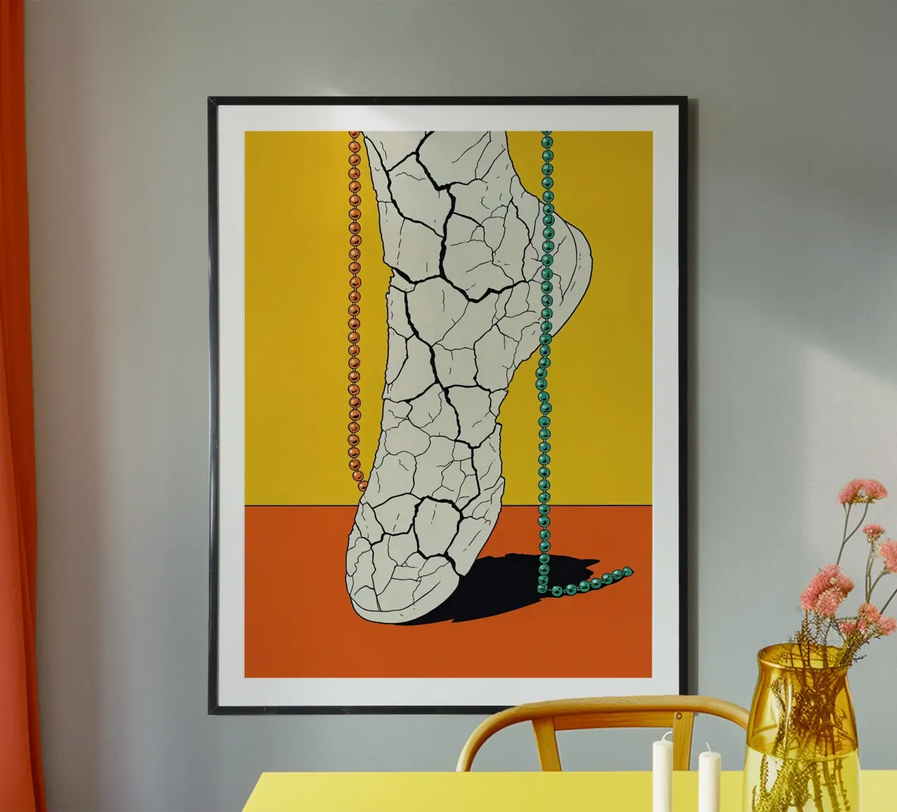 Piede screpolato - Pop Art poster con telaio in legno da ColorCrash Gallery