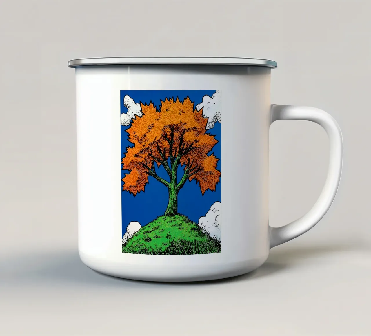 Albero dal fogliame arancione - Pop Art tazza in smalto da ColorCrash Gallery