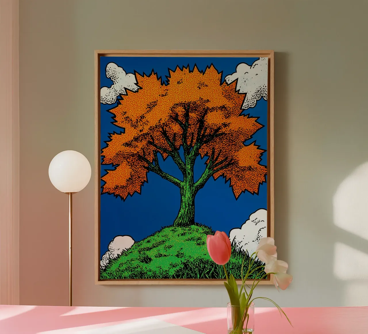 Albero dal fogliame arancione - Pop Art tela con Cornice a cassetta da ColorCrash Gallery