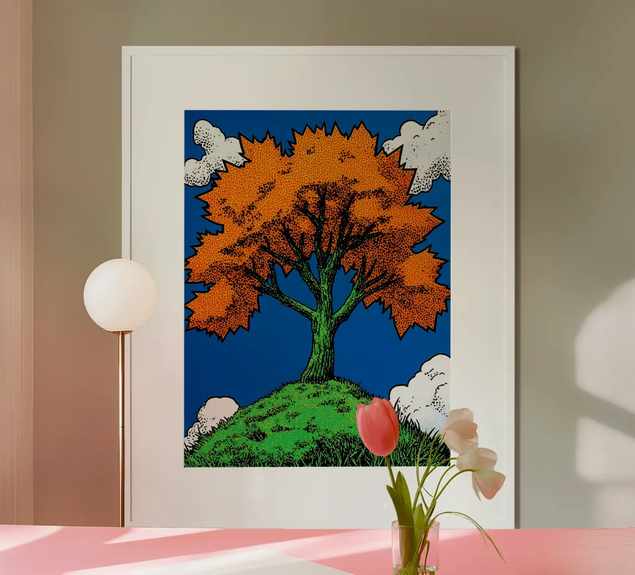 Albero dal fogliame arancione - Pop Art carta hahnemühle da ColorCrash Gallery