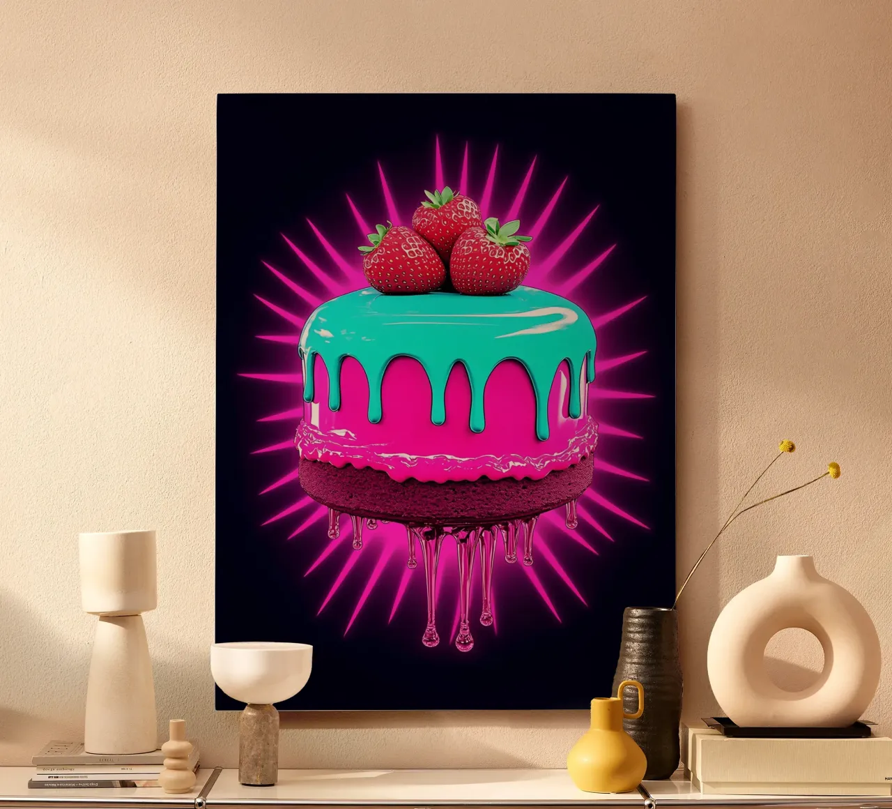 Fragole sulla torta - Pop Art alluminio dibond da ColorCrash Gallery
