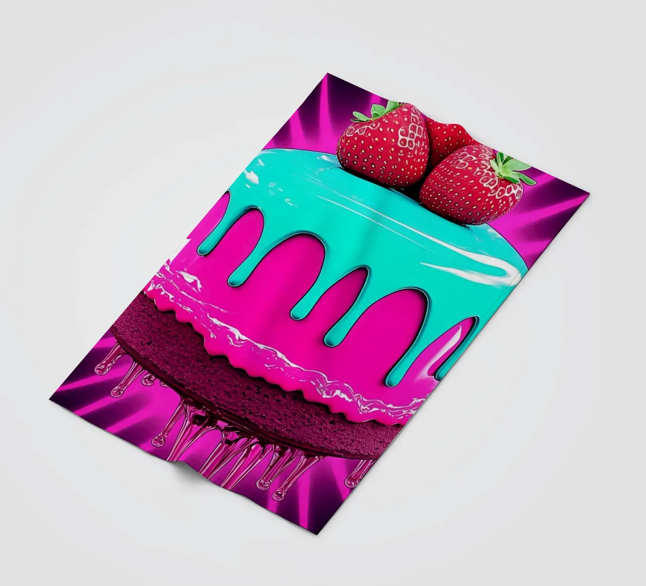 Fragole sulla torta - Pop Art coperta in pile da ColorCrash Gallery