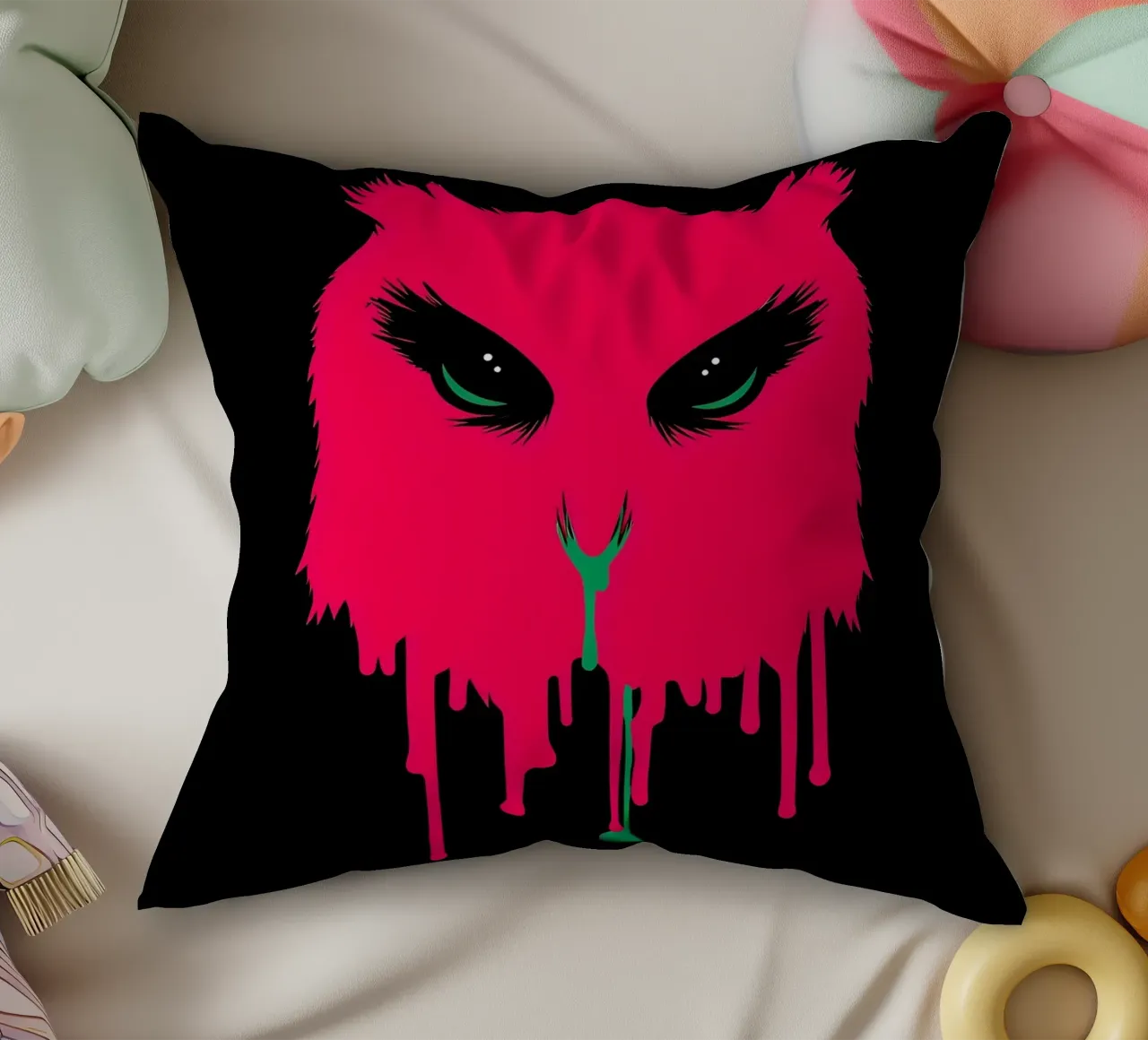 Gufo che gocciola - Pop Art cuscino da ColorCrash Gallery
