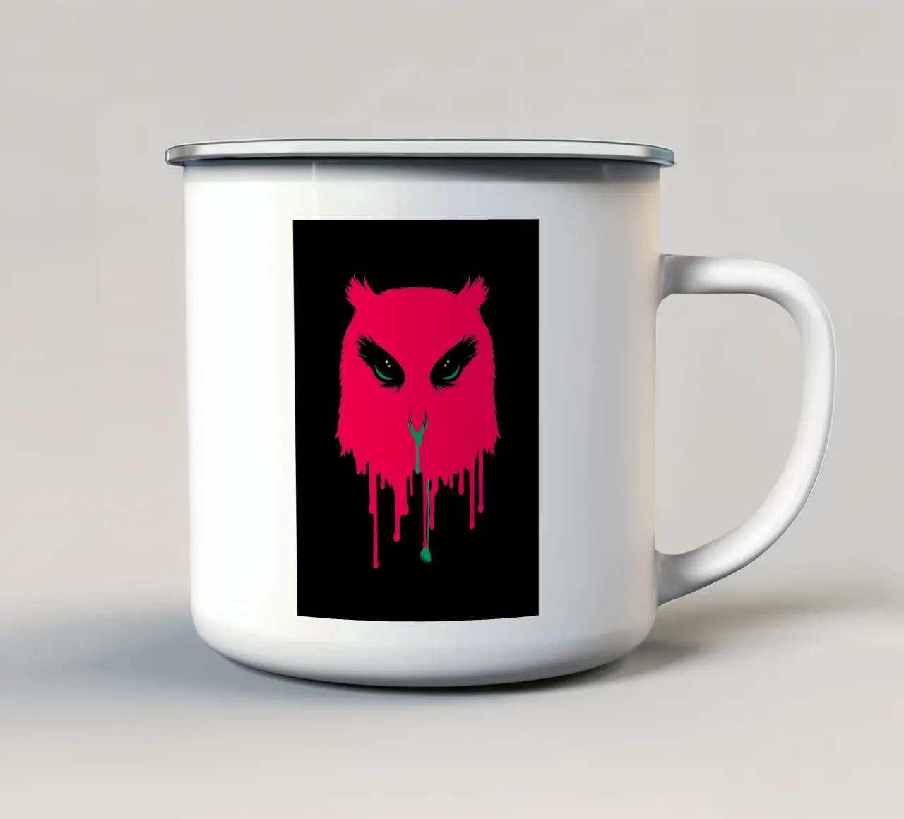 Gufo che gocciola - Pop Art tazza in smalto da ColorCrash Gallery