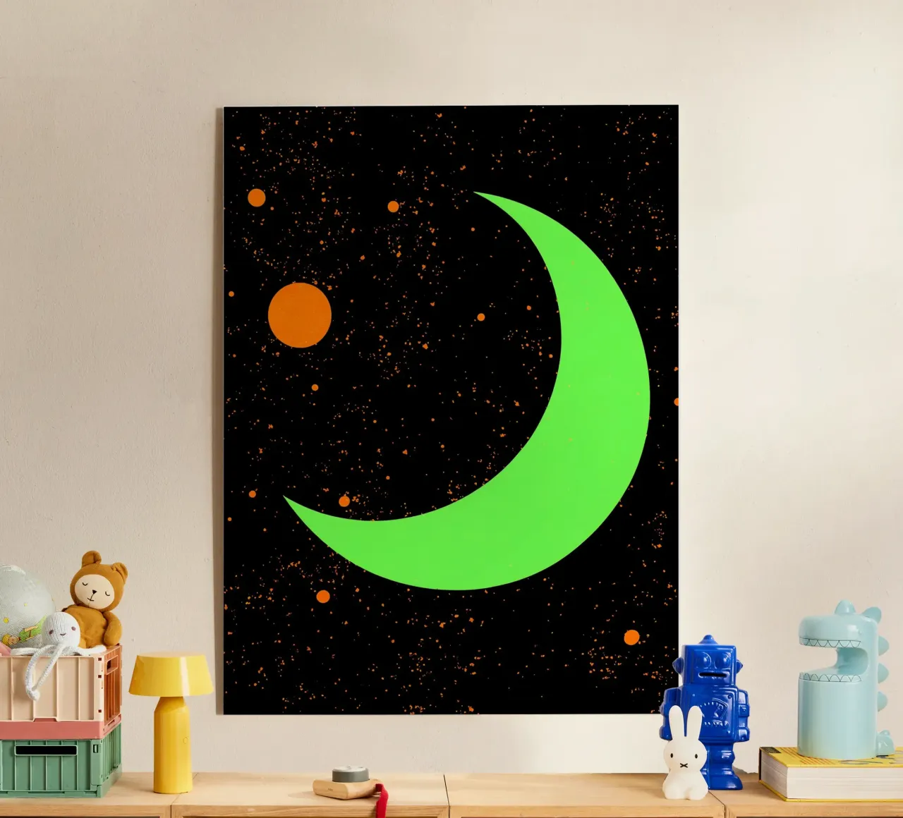 Crescent Moon In Space - Pop Art acrylic glass by ColorCrash Gallery
