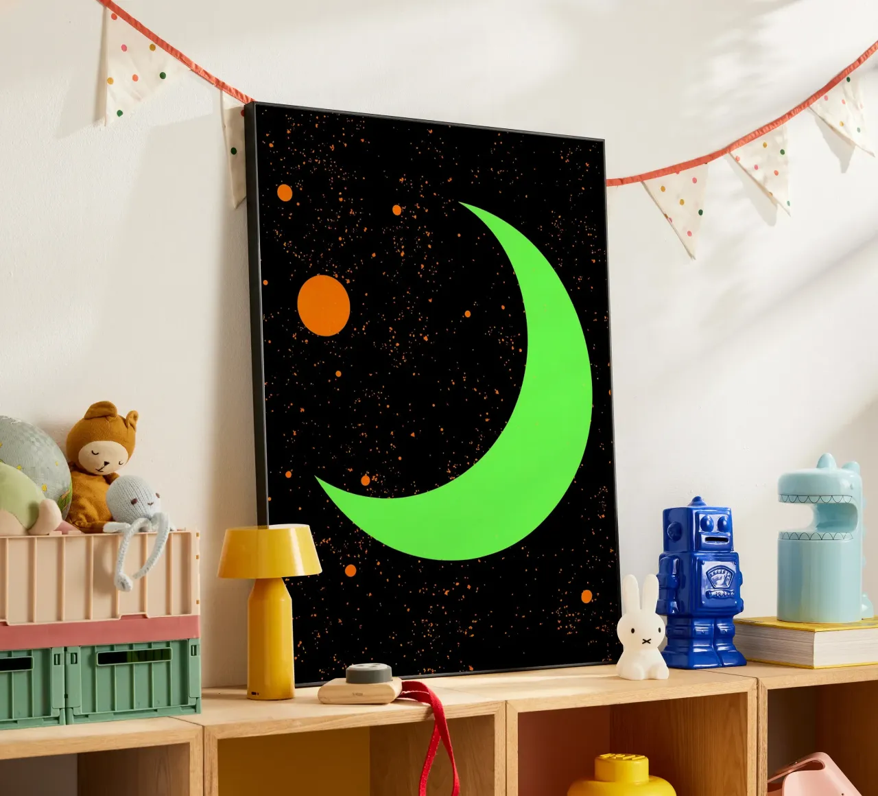Luna crescente nello spazio - Pop Art alluminio dibond da ColorCrash Gallery