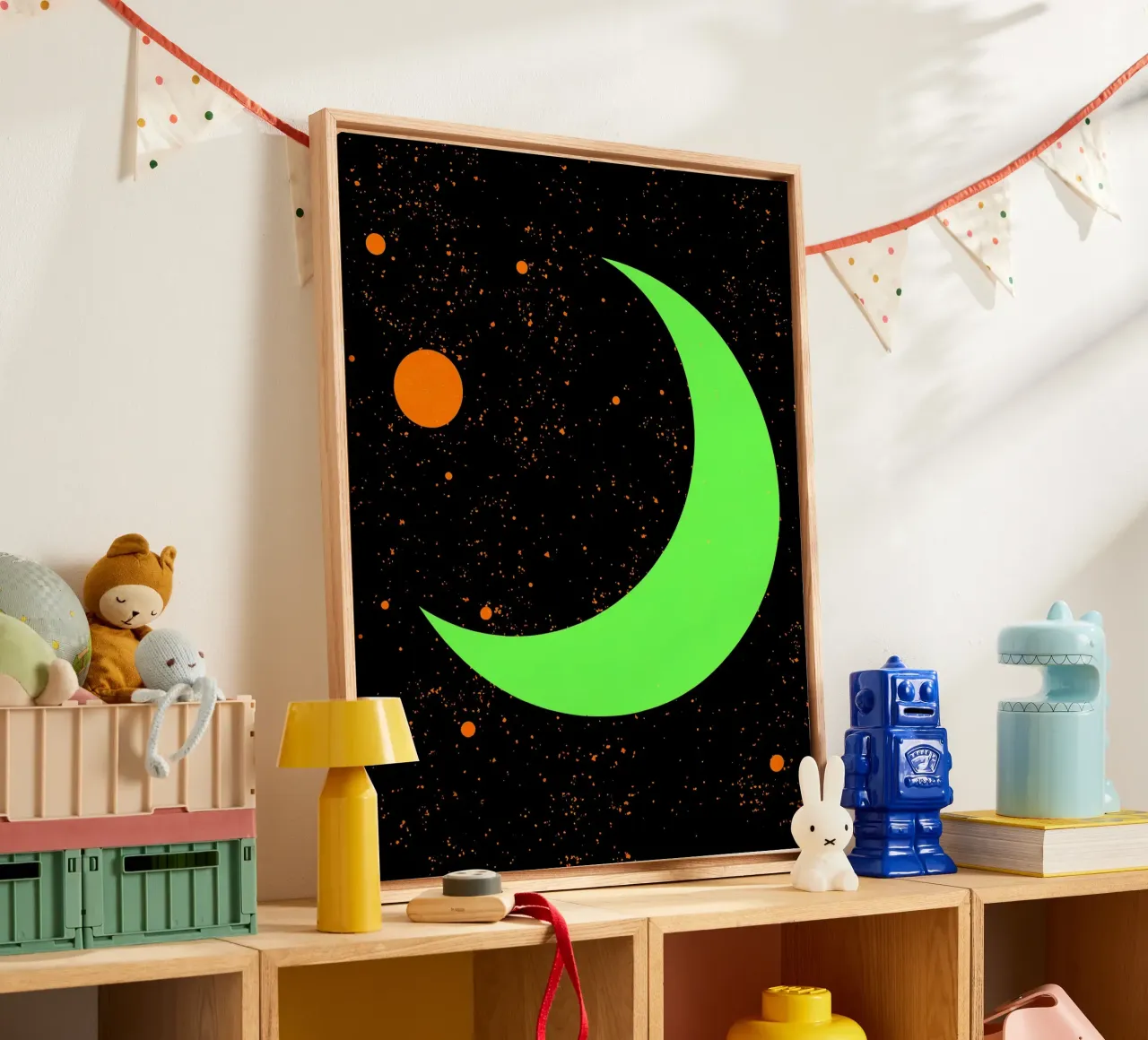 Crescent Moon In Space - Pop Art canvas by ColorCrash Gallery