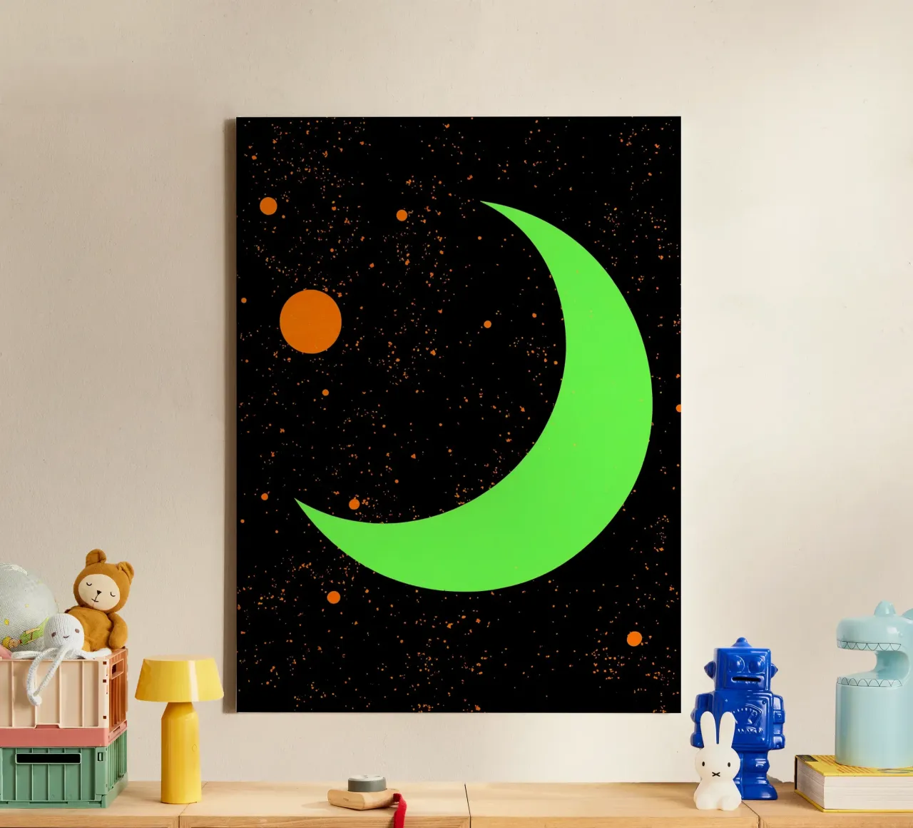 Crescent Moon In Space - Pop Art canvas by ColorCrash Gallery