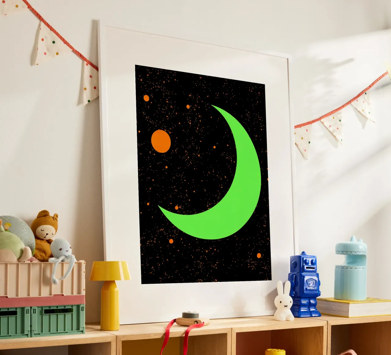 Luna crescente nello spazio - Pop Art carta hahnemühle da ColorCrash Gallery