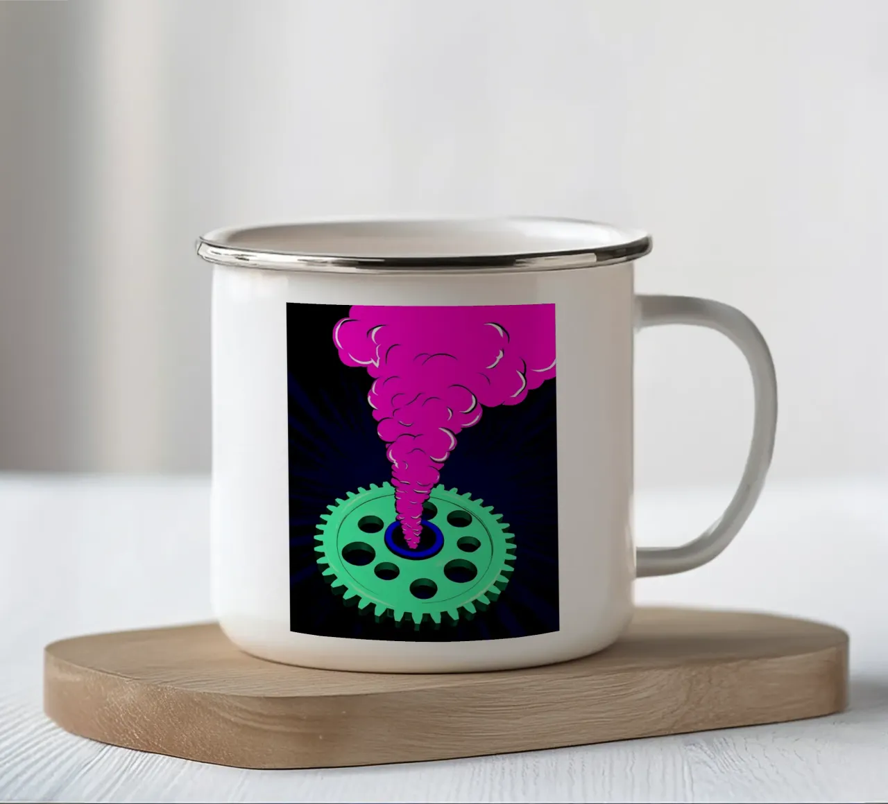 Fumo d'ingranaggio - Pop Art tazza in smalto da ColorCrash Gallery