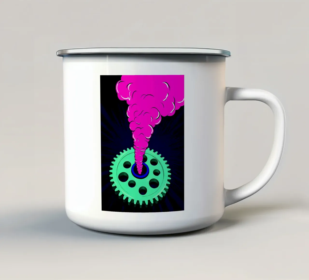 Fumo d'ingranaggio - Pop Art tazza in smalto da ColorCrash Gallery