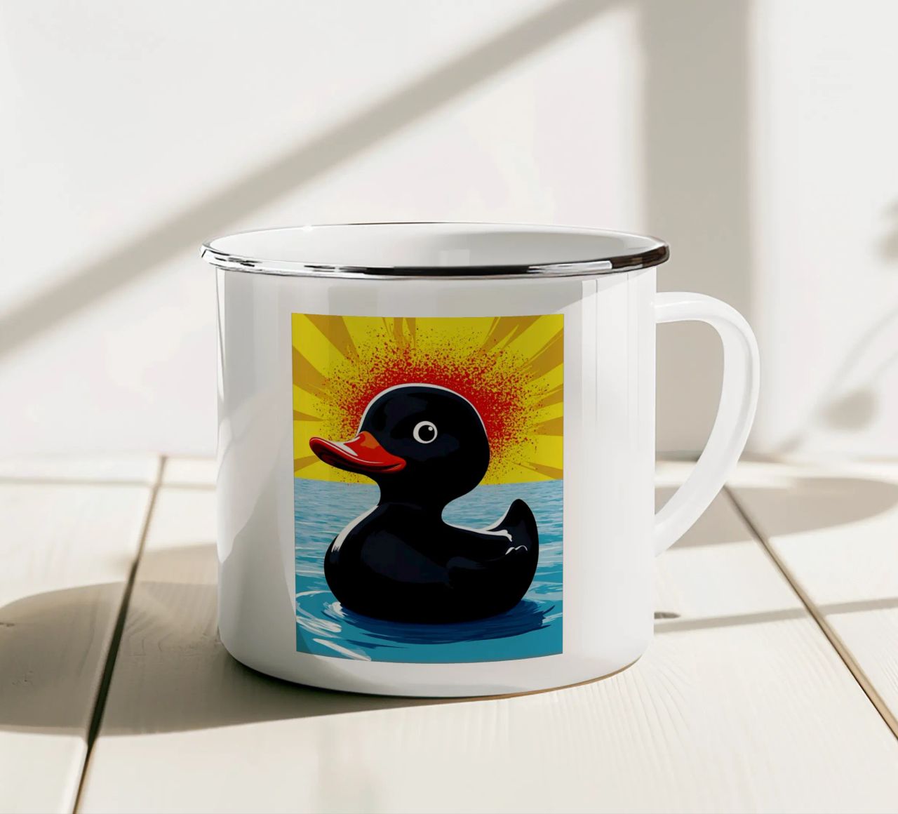 Anatra in acqua - Pop Art tazza in smalto da ColorCrash Gallery