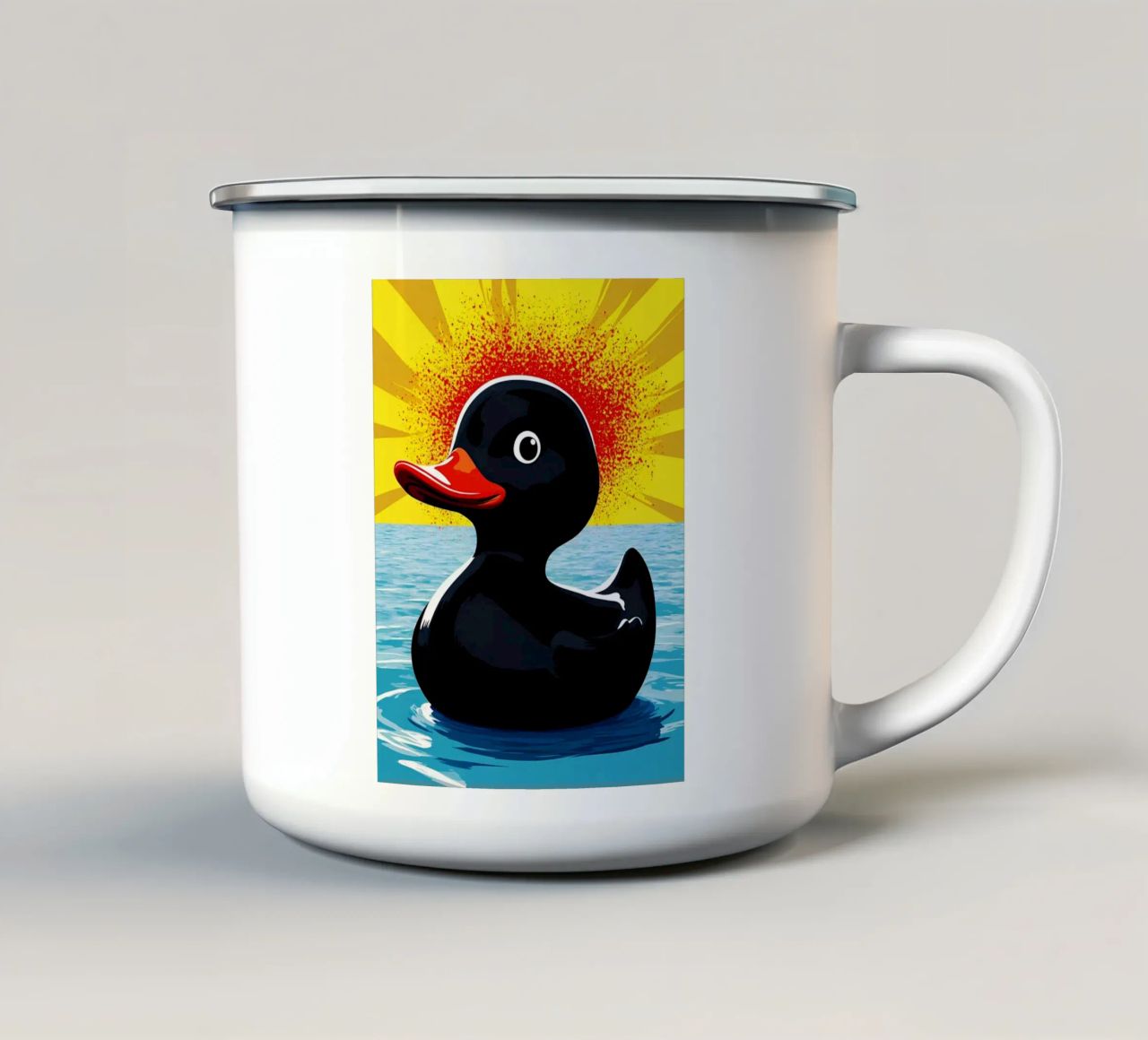 Anatra in acqua - Pop Art tazza in smalto da ColorCrash Gallery