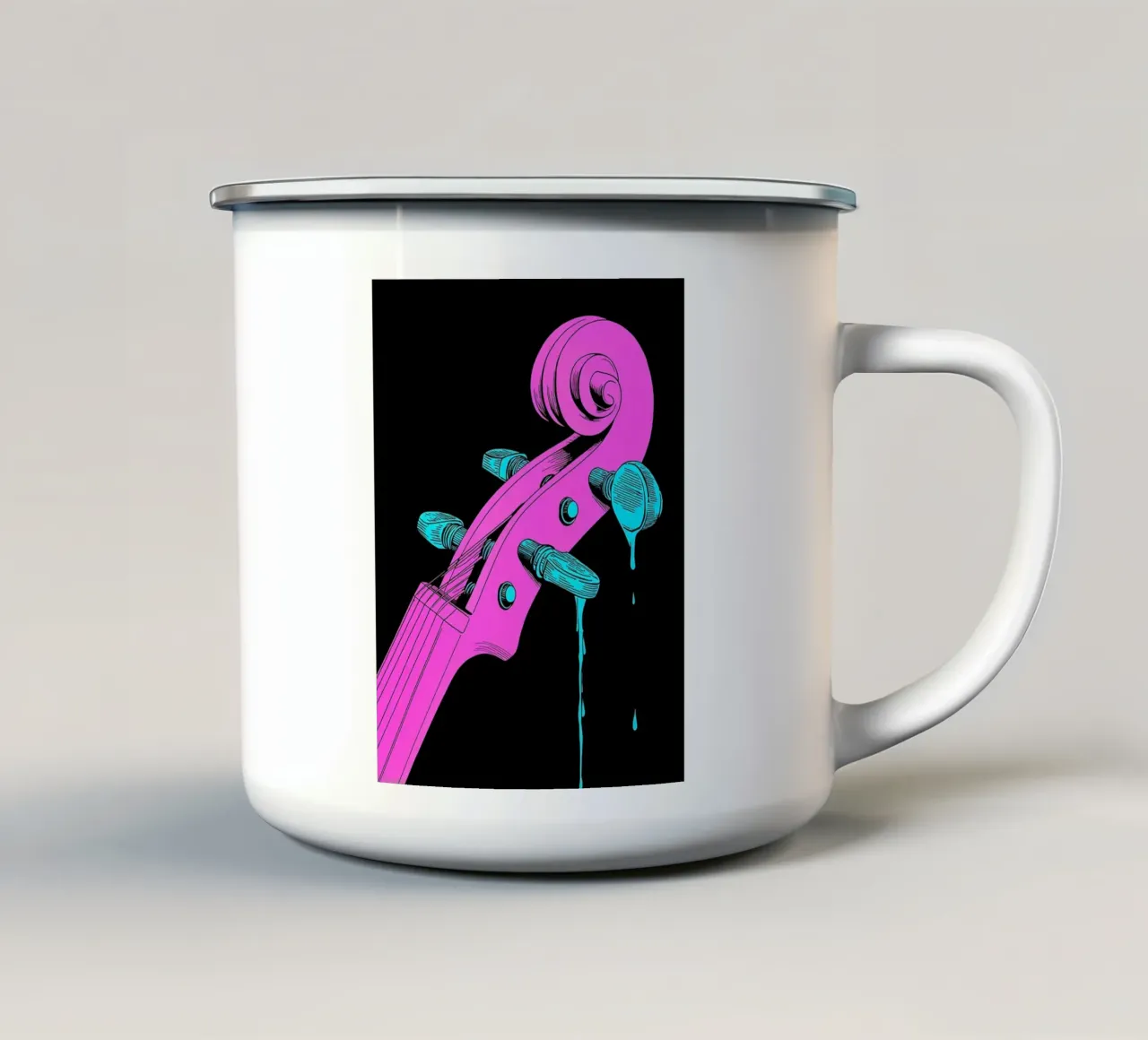 Violino che si scioglie - Pop Art tazza in smalto da ColorCrash Gallery