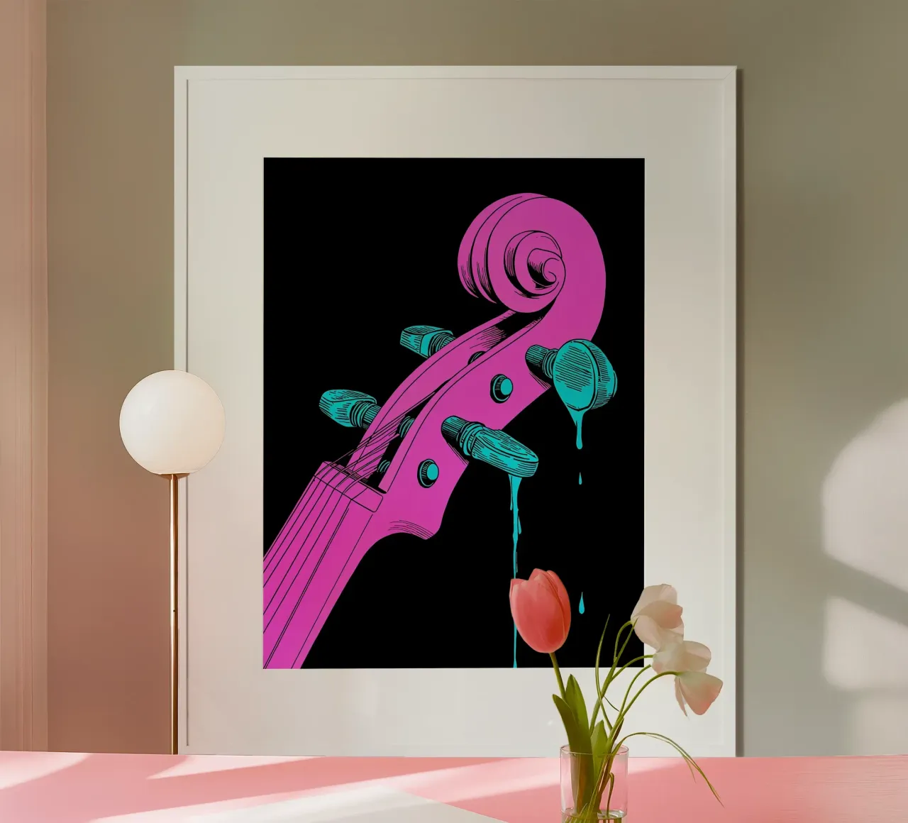 Violino che si scioglie - Pop Art poster con telaio in plastica da ColorCrash Gallery