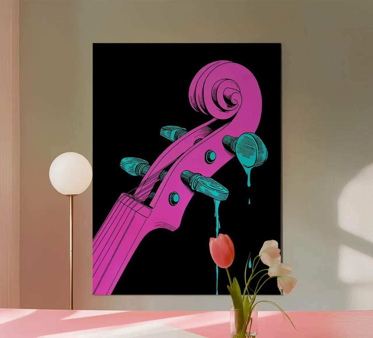 Violino che si scioglie - Pop Art poster con telaio in plastica da ColorCrash Gallery