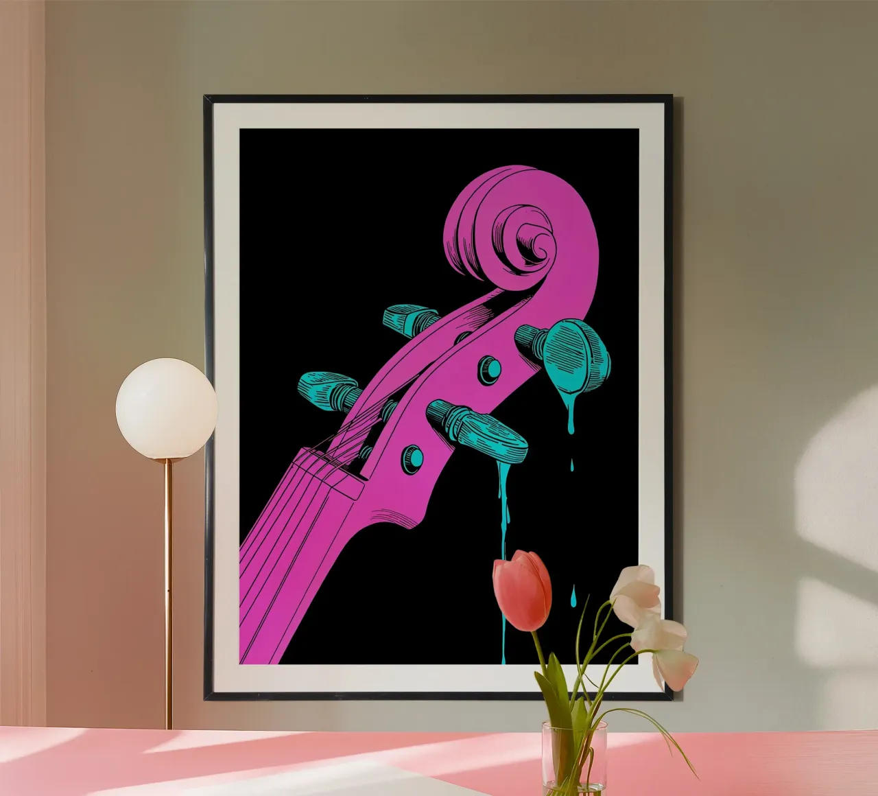 Violino che si scioglie - Pop Art poster con telaio in plastica da ColorCrash Gallery