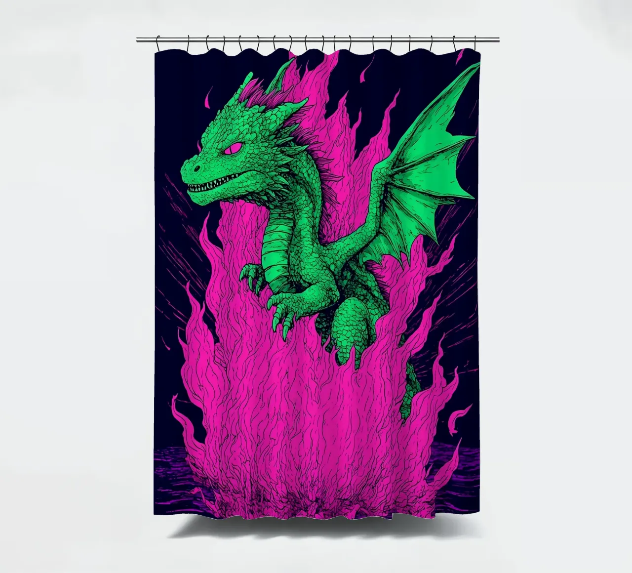 Drago in fiamme - Pop Art tenda da doccia da ColorCrash Gallery