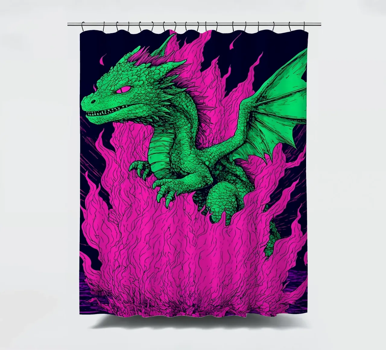 Drago in fiamme - Pop Art tenda da doccia da ColorCrash Gallery