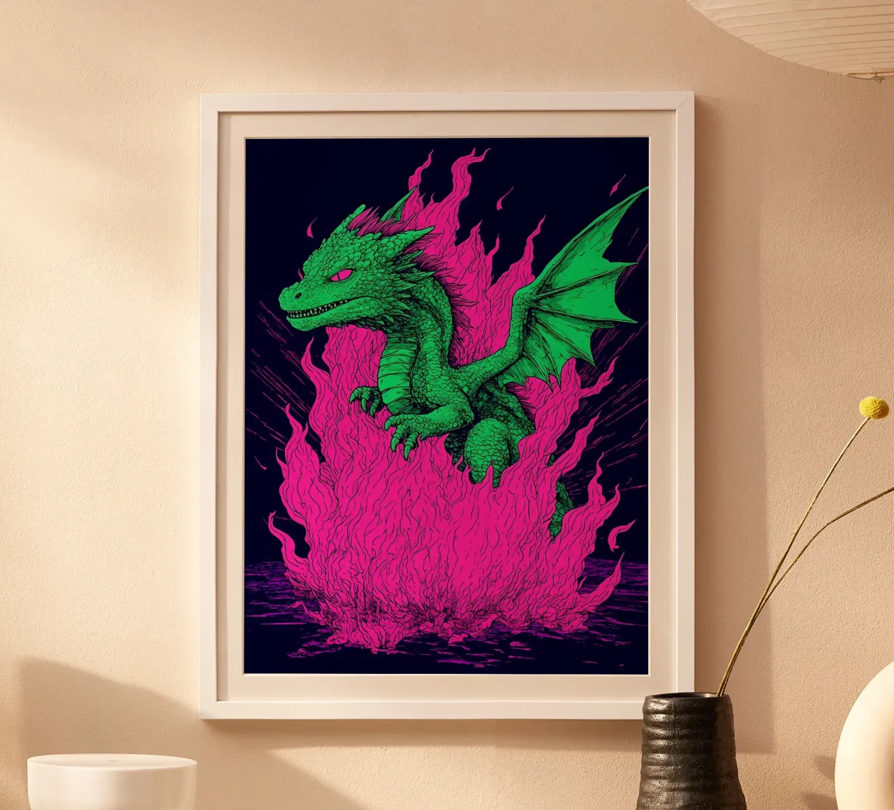 Drago in fiamme - Pop Art carta hahnemühle da ColorCrash Gallery