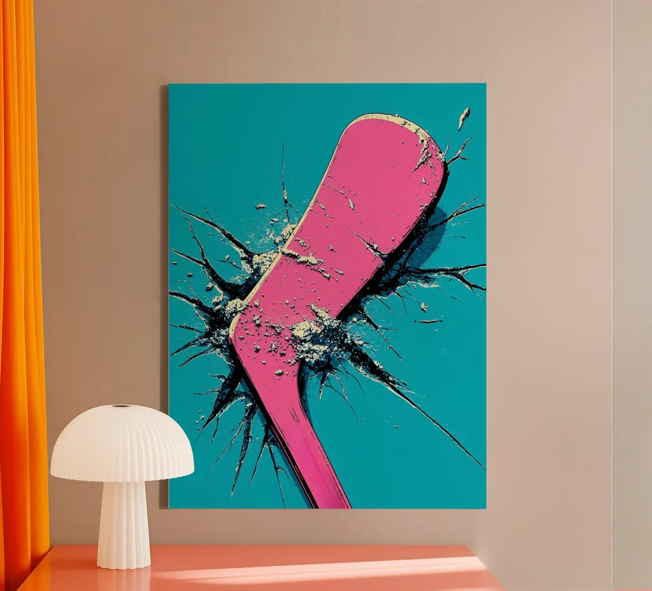 Hockeyschläger - Pop Art Leinwand mit Schattenfugenrahmen von ColorCrash Gallery