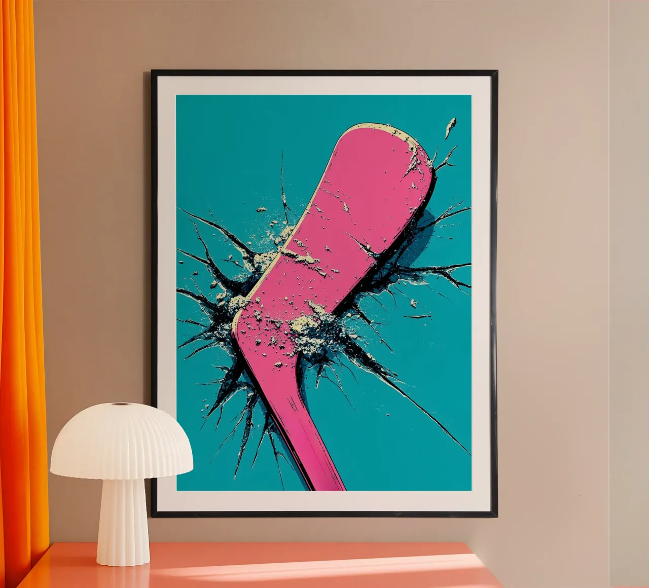 Bastone da hockey - Pop Art poster con telaio in alluminio da ColorCrash Gallery