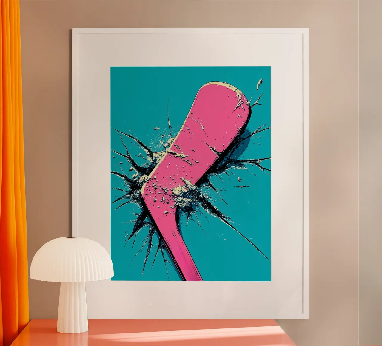 Bastone da hockey - Pop Art poster con telaio in alluminio da ColorCrash Gallery