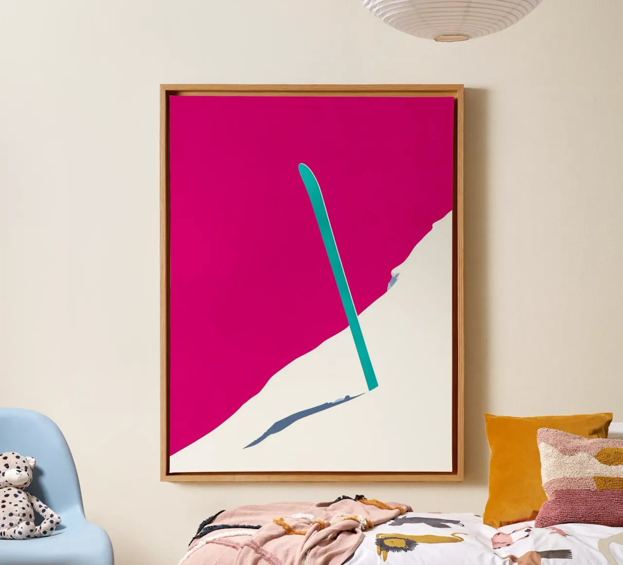 Sci sulla neve - Pop Art tela con Cornice a cassetta da ColorCrash Gallery
