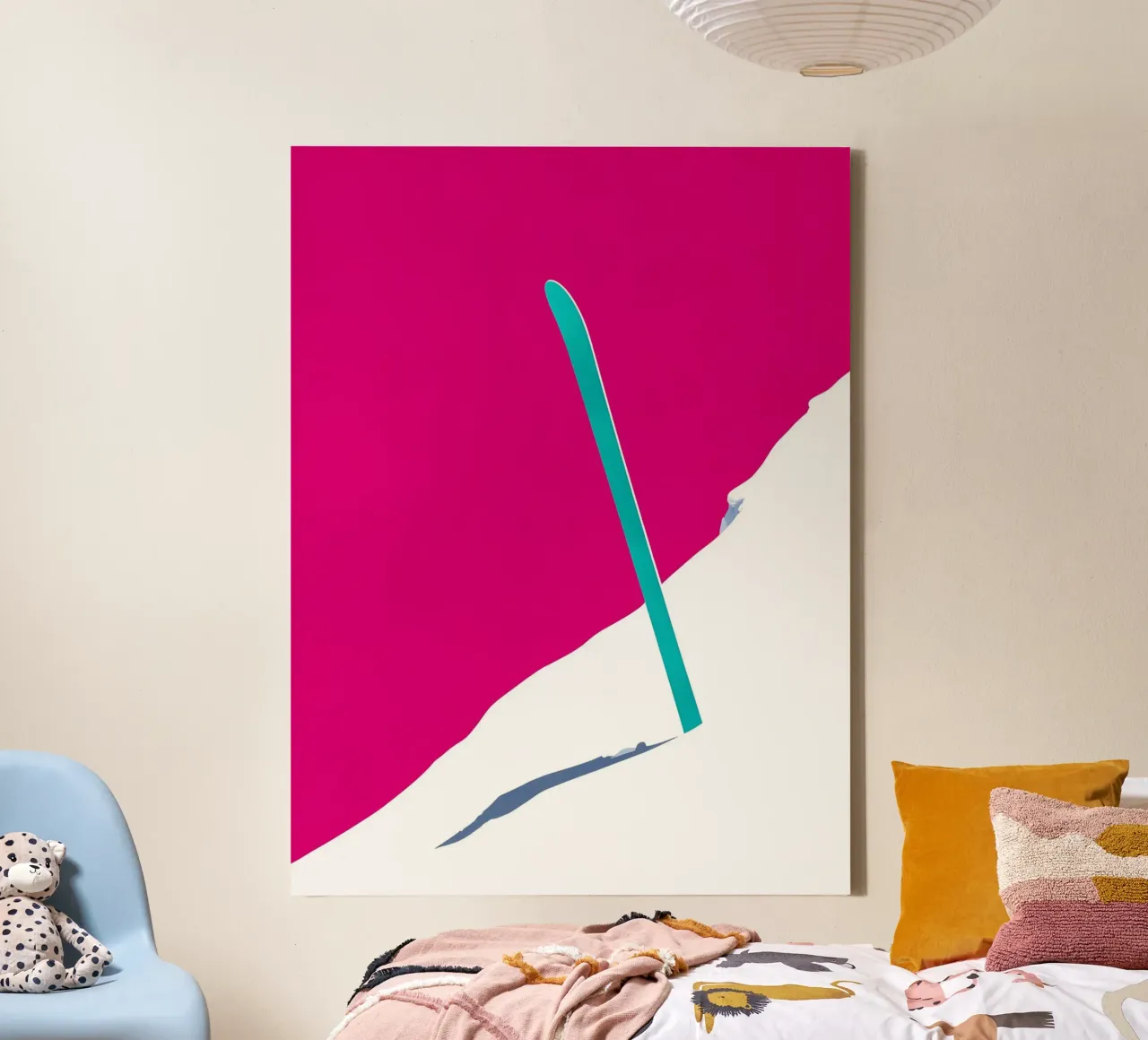 Sci sulla neve - Pop Art tela con Cornice a cassetta da ColorCrash Gallery