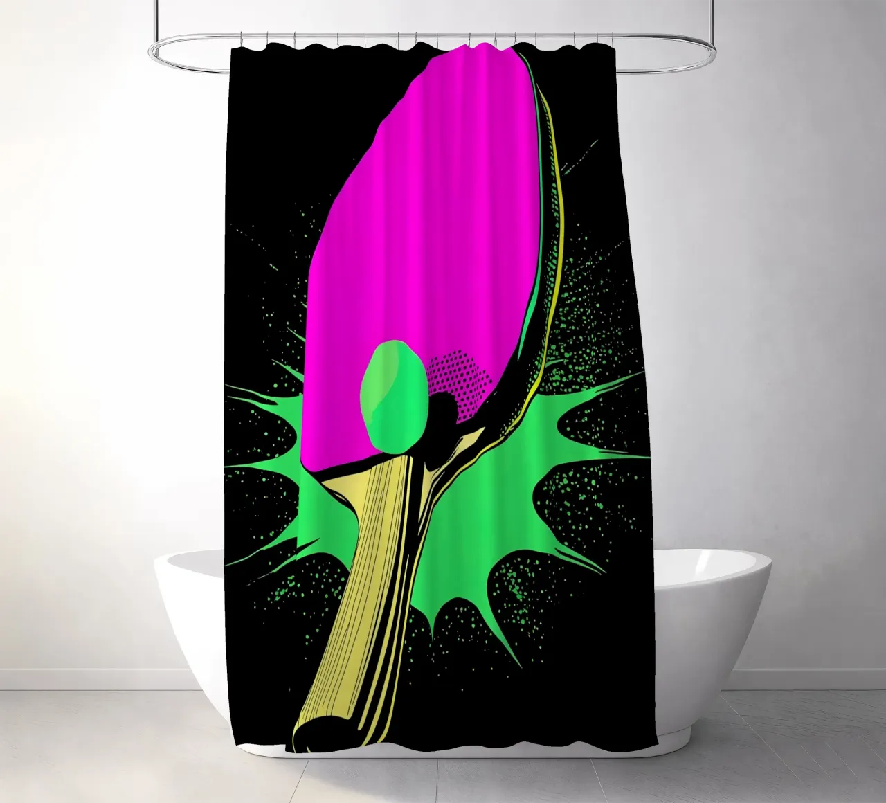 Ping Pong Paddle And Ball - Pop Art shower curtain by ColorCrash Gallery