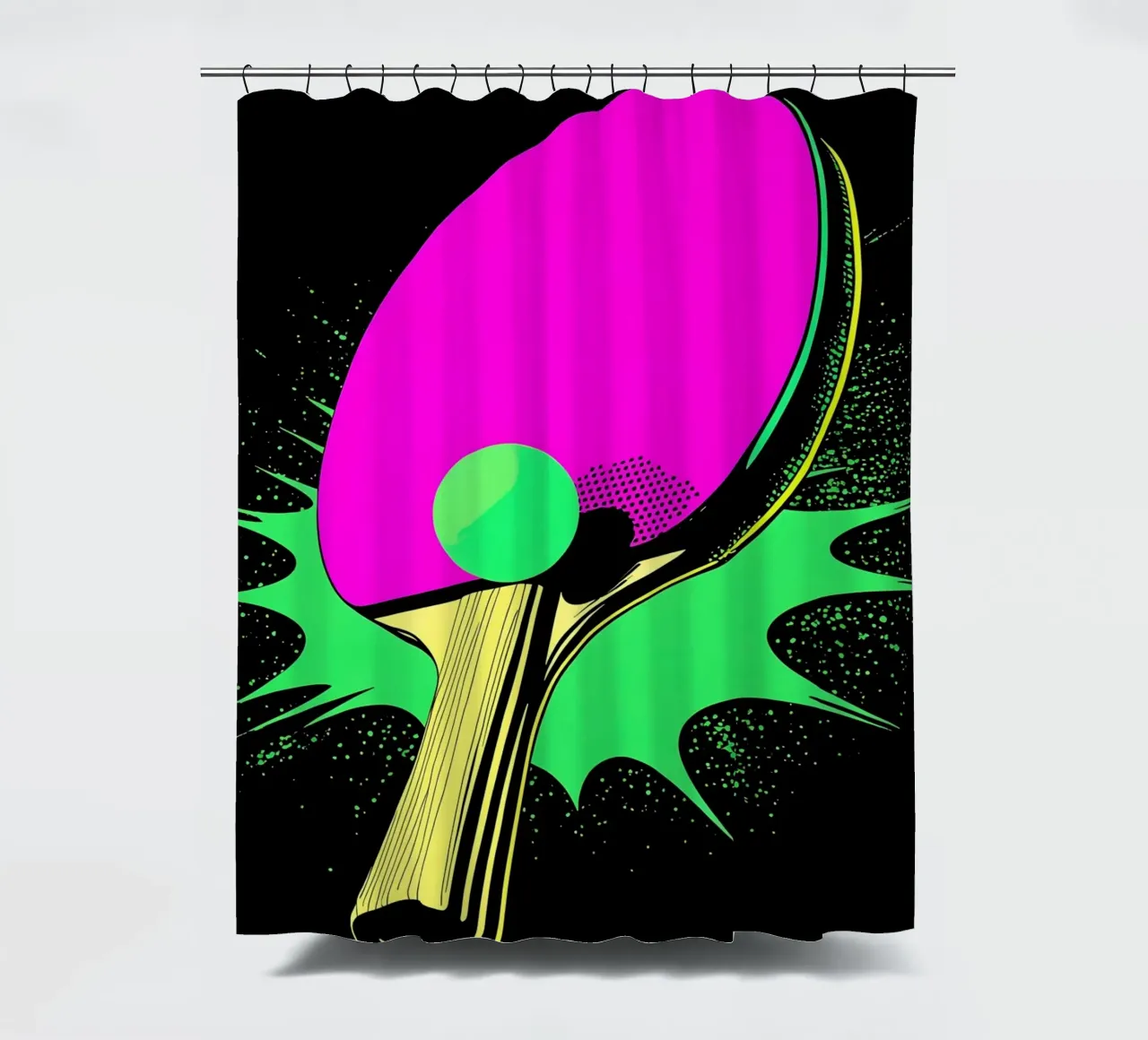 Ping Pong Paddle And Ball - Pop Art shower curtain by ColorCrash Gallery