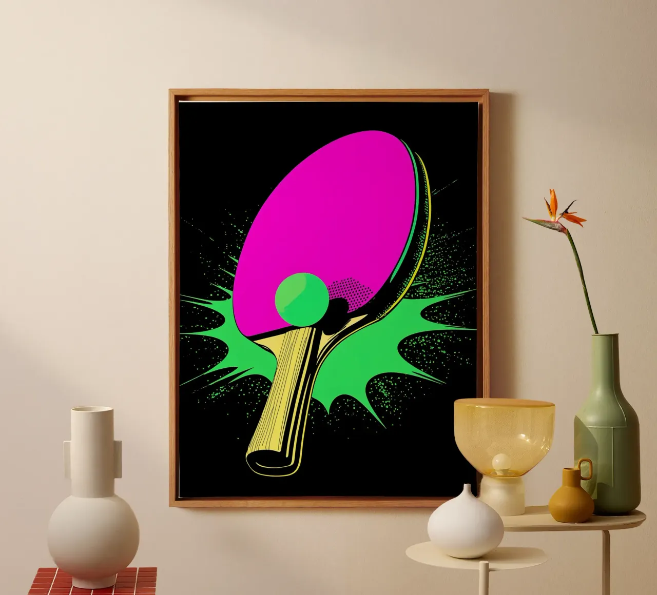 Ping Pong Paddle And Ball - Pop Art canvas by ColorCrash Gallery