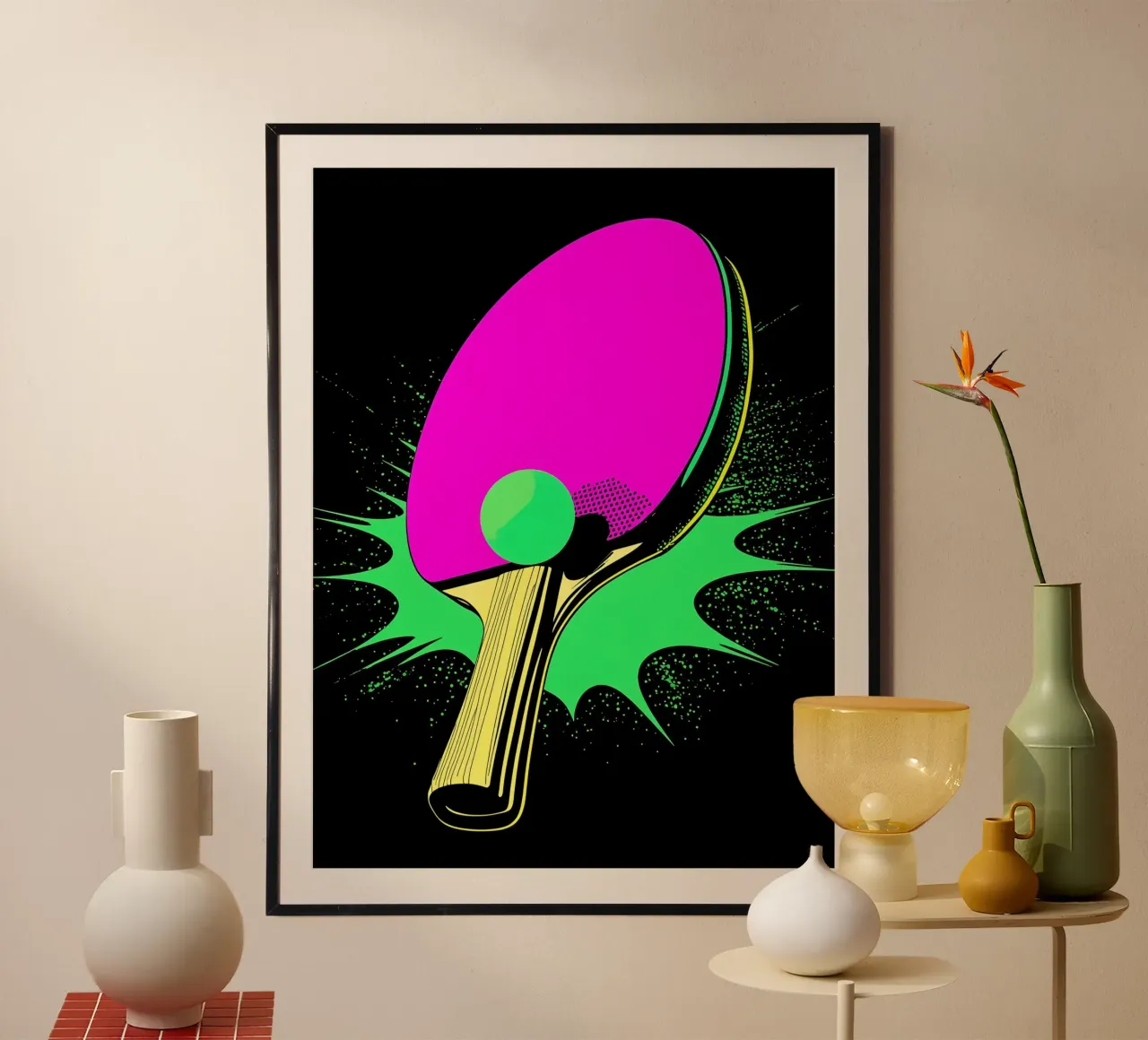 Paletta e pallina da ping pong - Pop Art carta hahnemühle da ColorCrash Gallery