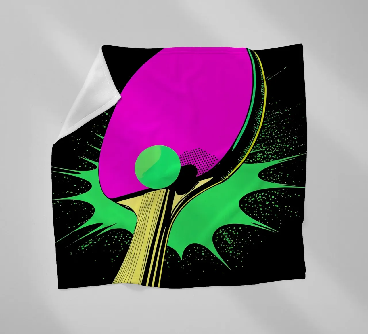 Paletta e pallina da ping pong - Pop Art coperta in pile da ColorCrash Gallery