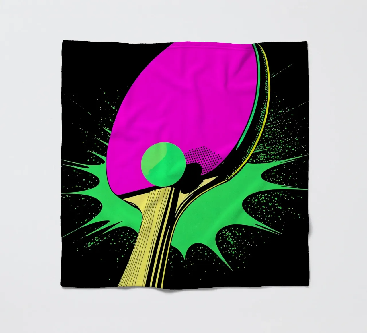Paletta e pallina da ping pong - Pop Art coperta in pile da ColorCrash Gallery
