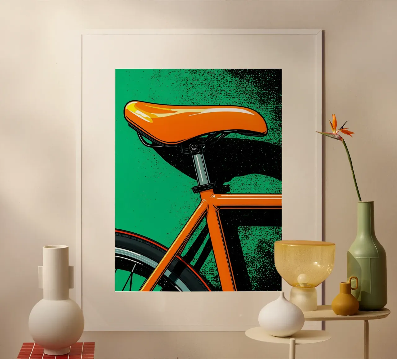 Biycle - Pop Art poster con telaio in plastica da ColorCrash Gallery