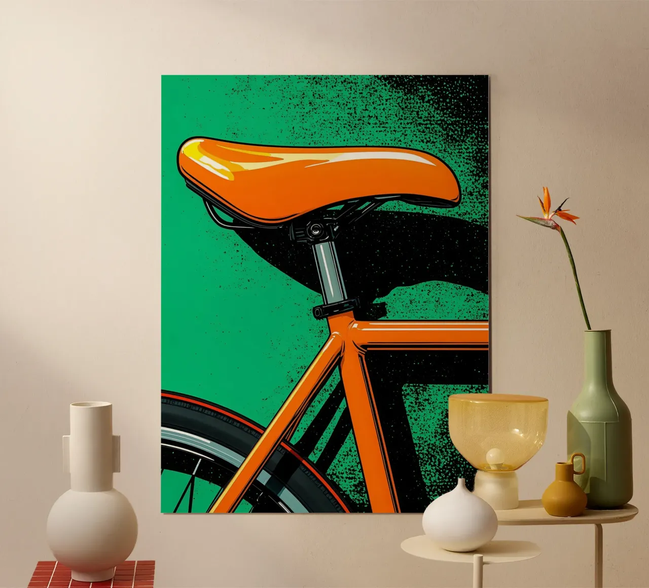 Biycle - Pop Art poster con telaio in plastica da ColorCrash Gallery