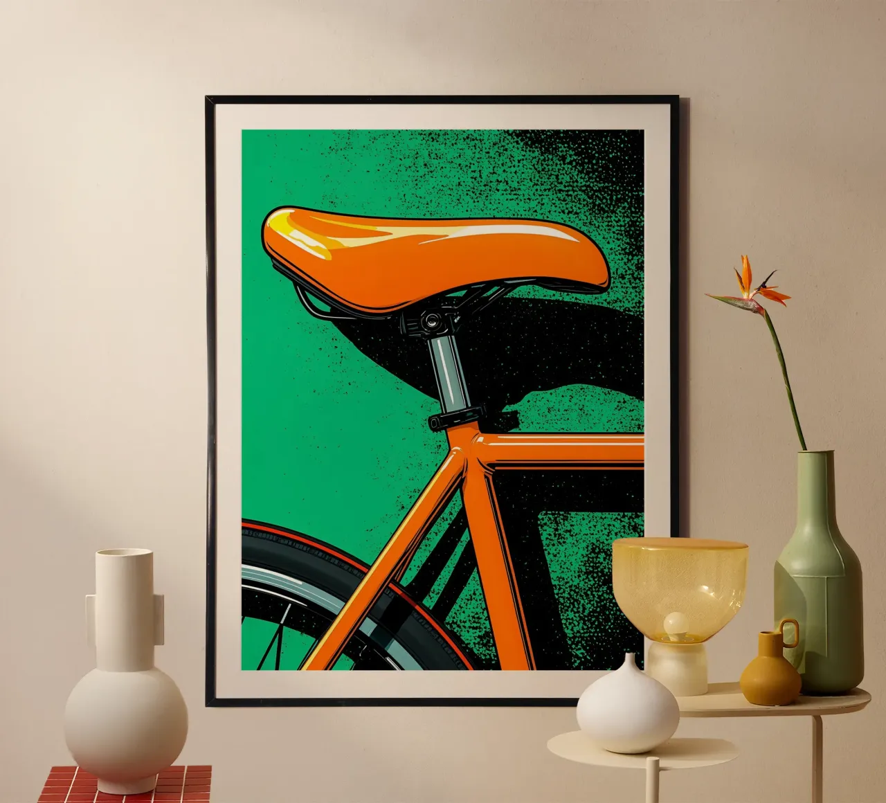 Biycle - Pop Art poster con telaio in plastica da ColorCrash Gallery